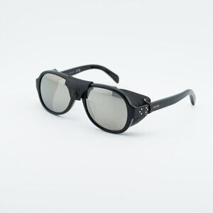 Celine CL40301U 01C Sunglasses Black Square Frame, Smoke Mirror Lenses